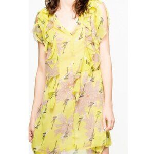 New! Zadig & Voltaire Floral Mini Dress Yellow Rivel Blossom Crepon 26729